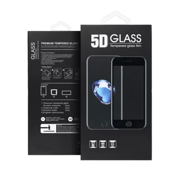 Apple iPhone 15 Plus / iPhone 16 Plus 5D Full Glue hajlított tempered glass kijelzővédő üvegfólia, fekete