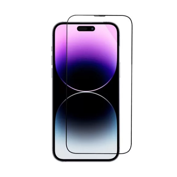 Apple iPhone 15 Pro Max, 5D Full Glue hajlított tempered glass kijelzővédő üvegfólia felhelyezőkerettel, fekete