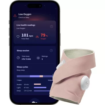 Owlet Dream Sock okos zokni 0-18 hónapig  - Rózsaszín