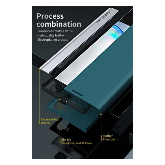 Apple iPhone 12 / 12 Pro, oldalra nyíló tok, piros