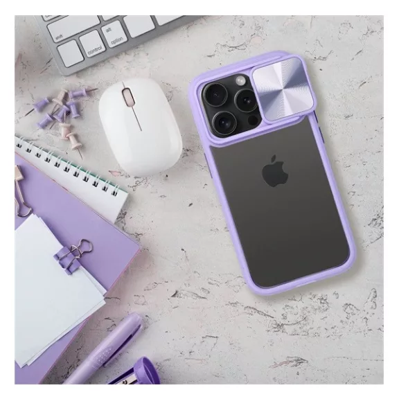 Slider Samsung S23 FE, kameravédős szilikon tok, lila