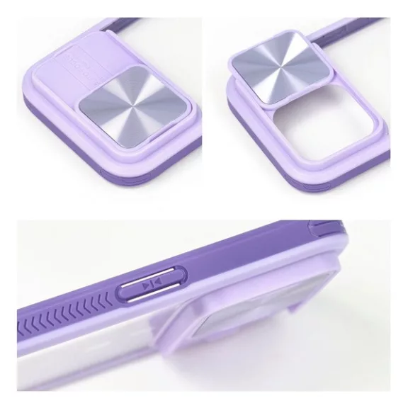 Slider Samsung S23 FE, kameravédős szilikon tok, lila