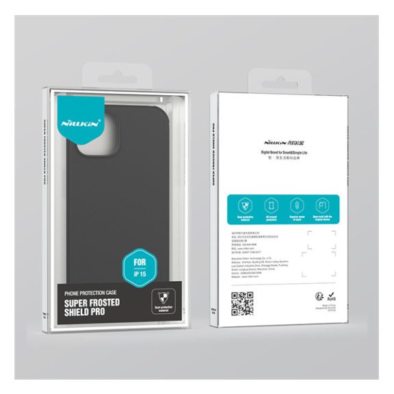 Nillkin Super Frosted Shield Pro Apple iPhone 15 műanyag tok, fekete