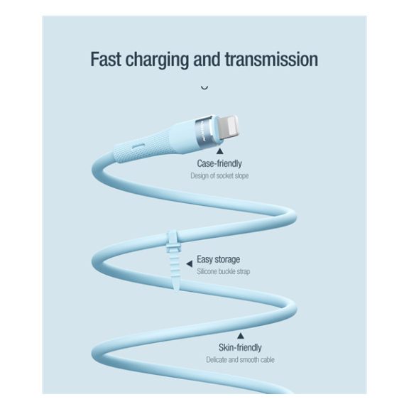 Nillkin Flowspeed USB-C / Lightning  szilikon kábel, 27W, 1,2m, kék