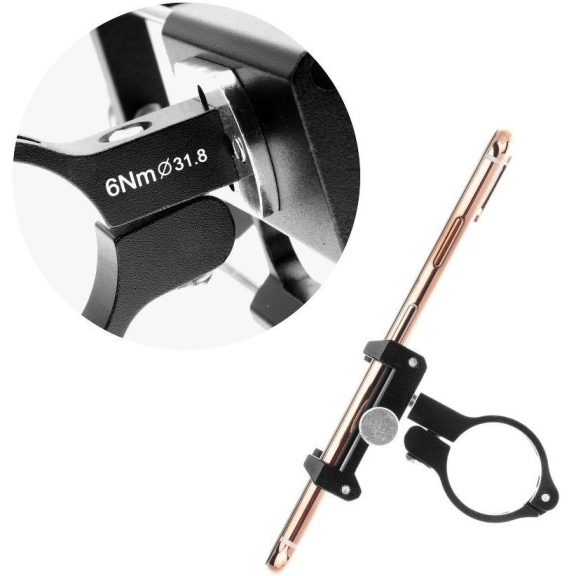 Univerzális, kerékpáros / biciklis tartó, 50 - 100 mm-es készülékekhez, kormányra szerelhető, 360°-ban állítható, GUB G-85, fekete