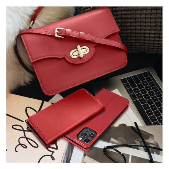 Smart Pro bőr flip tok Xiaomi Redmi Note 13 Pro 5G , bordó