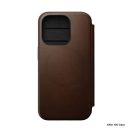 Nomad Modern Leather Folio iPhone 15 Pro flip tok, barna