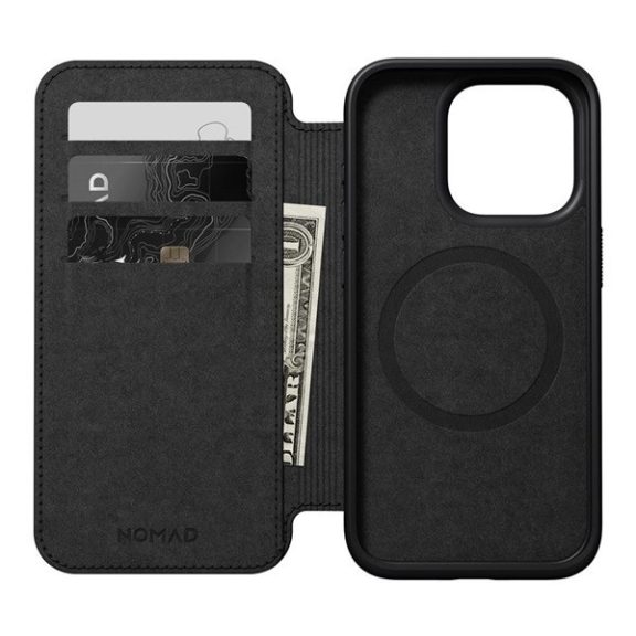 Nomad Modern Leather Folio iPhone 15 Pro flip tok, barna