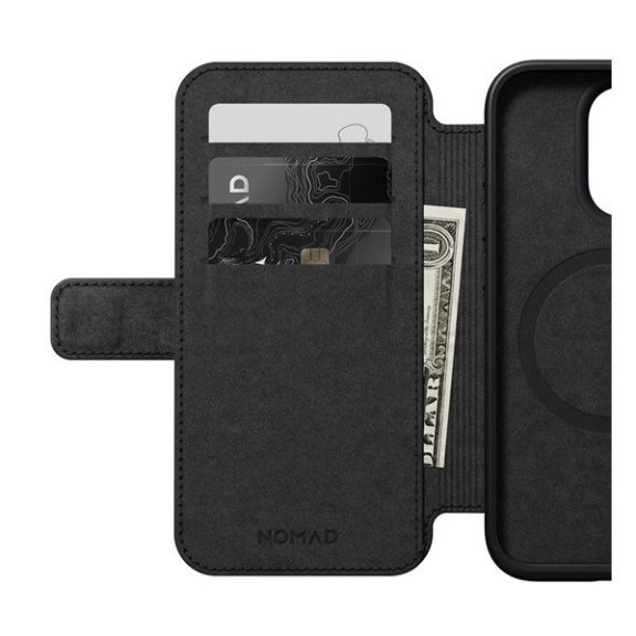 Nomad Modern Leather Folio iPhone 15 Pro flip tok, barna