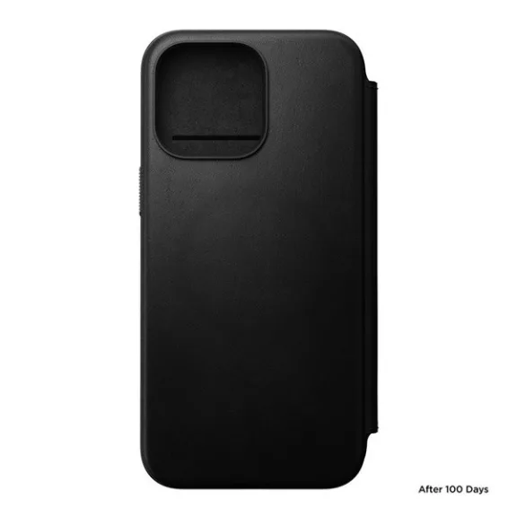 Nomad Modern Leather Folio iPhone 15 Pro Max flip tok, fekete