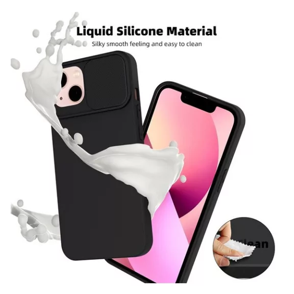 Slide Samsung Galaxy A15 5G, kameravédős szilikon tok, fekete