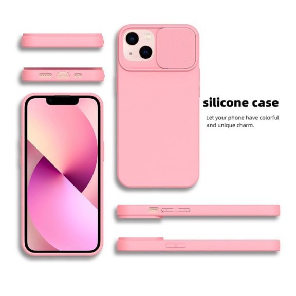 Slide Samsung Galaxy A15 5G, kameravédős szilikon tok, rózsaszín