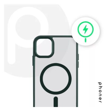   Phoner Apple iPhone 13 Pro Hybrid Mag MagSafe kemény hátlap tok, sötétzöld