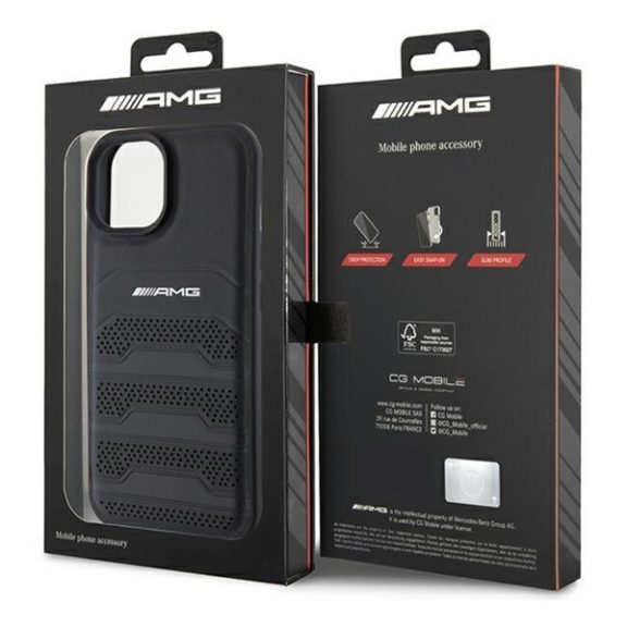 AMG Debossed Lines Apple iPhone 14 Plus /  15 Plus tok, fekete