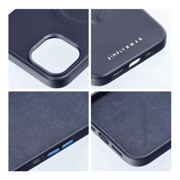 Roar Leather Magsafe iPhone 15 Plus eco bőr tok, kék
