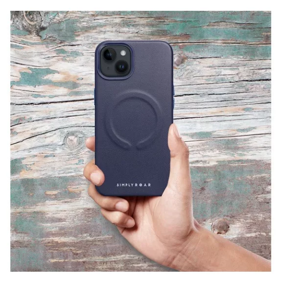 Roar Leather Magsafe iPhone 15 Plus eco bőr tok, kék