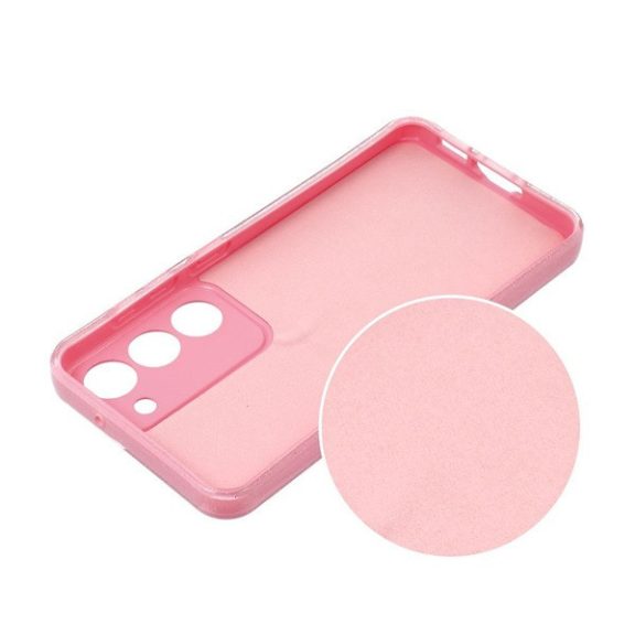 Clear 2mm Samsung Galaxy A25 5G csillámos tok, rózsaszín