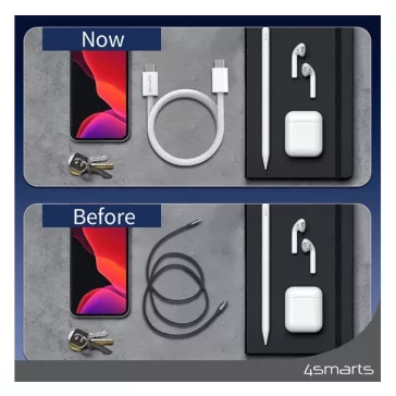   4smarts RollUp USB / USB-C mágnesesen feltekerhető töltő- és adatkábel, 1.5m, fehér