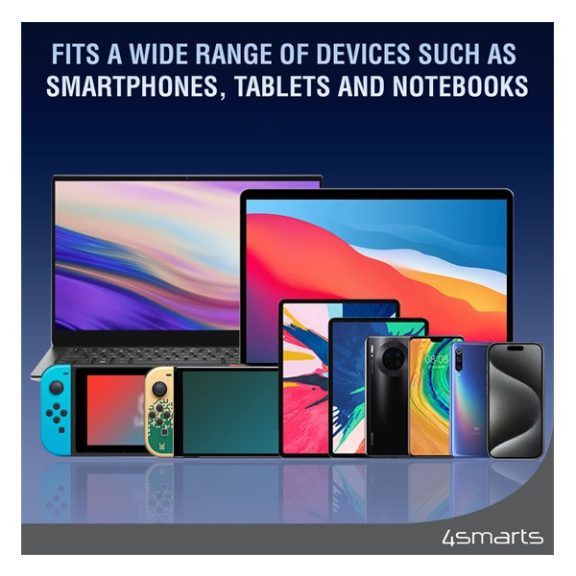 4smarts RollUp USB / USB-C mágnesesen feltekerhető töltő- és adatkábel, 1.5m, fehér