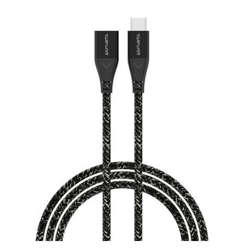   4smarts Extension USB / USB-C hosszabbító kábel / adapter, 60W, 1.5m, fekete / szürke