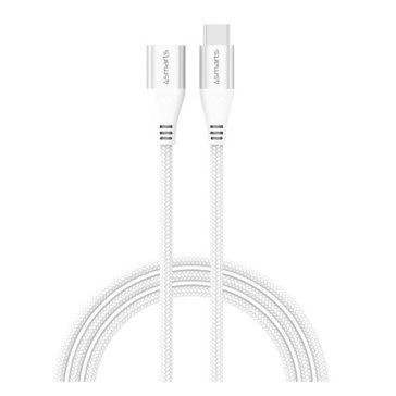   4smarts Extension USB / USB-C töltő- és adatkábel, 60W, 1.5m, fehér
