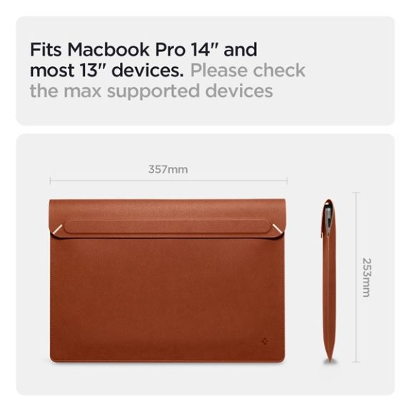 Spigen Valentinus Laptop Sleeve tok, 14", barna