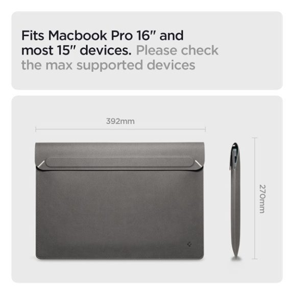 Spigen Valentinus Laptop Sleeve tok, 16", szürke