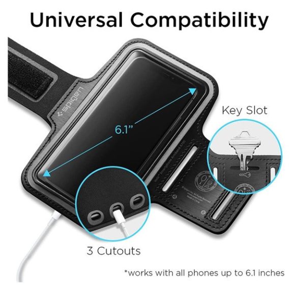 Spigen Dynamic Shield karra rögzíthető telefon tartó, karpánt 6,7" átmérőig, fekete