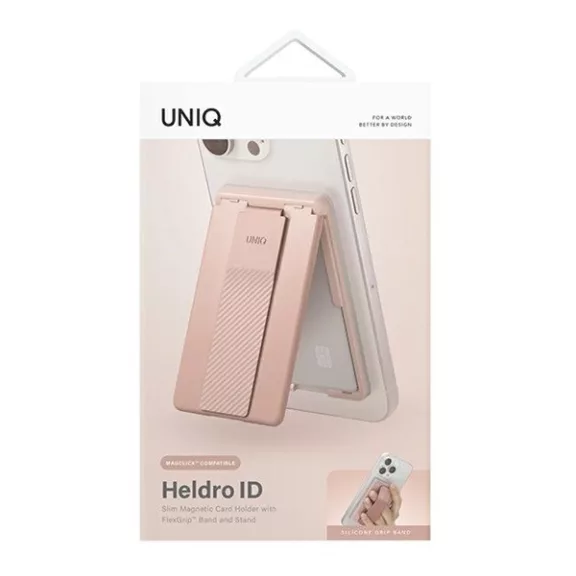 Uniq Heldro ID mágneses kártyatartó szíjjal, rózsaszín