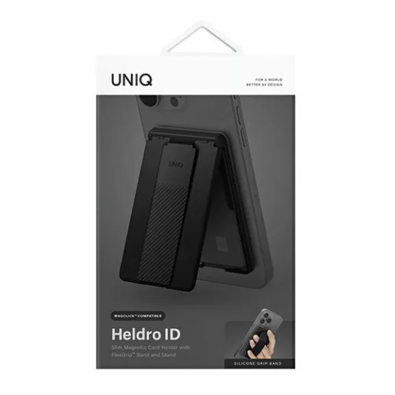 Uniq Heldro ID mágneses kártyatartó szíjjal, fekete