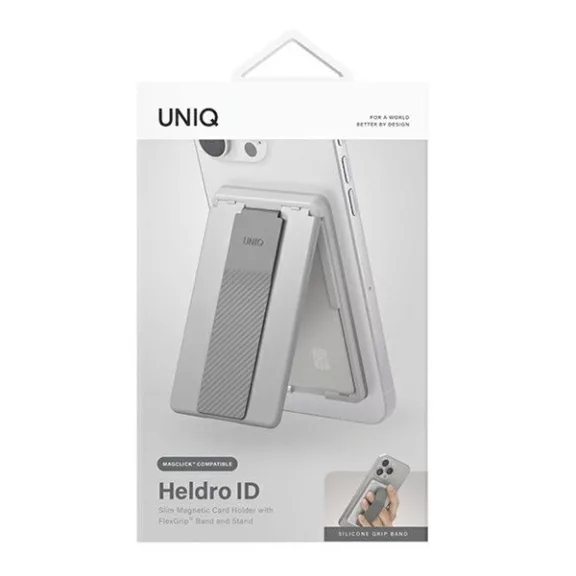 Uniq Heldro ID mágneses kártyatartó szíjjal, szürke