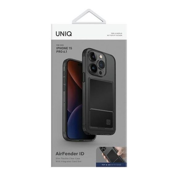 Uniq Air Fender Apple iPhone 15 Pro kártyatartós tok, szürke