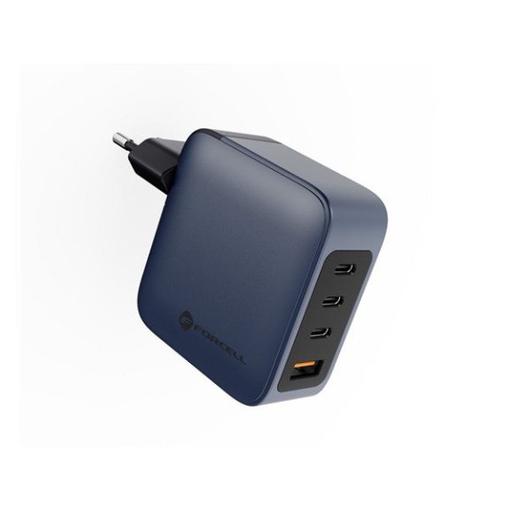 Forcell hálózati gyorstöltő 3xUSB-C + USB-A, PD + QC 4.0, 4A, 100W, kék