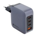 Forcell hálózati gyorstöltő 3xUSB-C + USB-A, PD + QC 4.0, 4A, 100W, kék