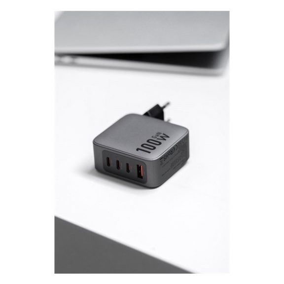 Forcell hálózati gyorstöltő 3xUSB-C + USB-A, PD + QC 4.0, 4A, 100W, kék