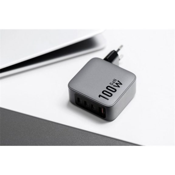 Forcell hálózati gyorstöltő 3xUSB-C + USB-A, PD + QC 4.0, 4A, 100W, kék