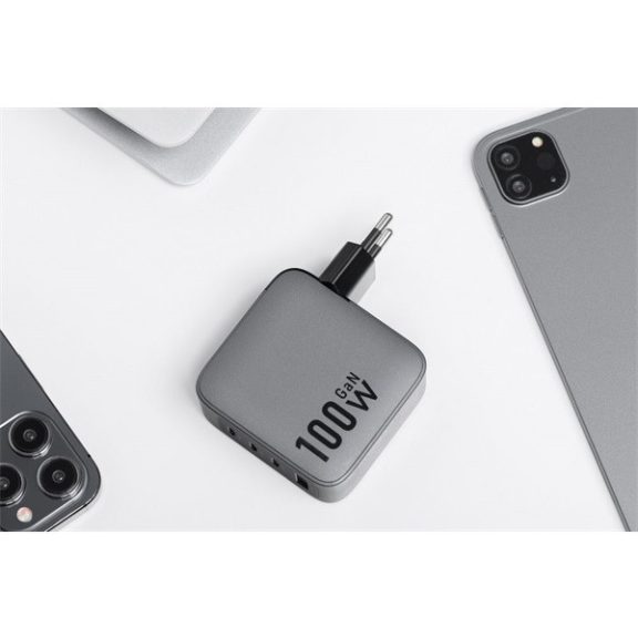 Forcell hálózati gyorstöltő 3xUSB-C + USB-A, PD + QC 4.0, 4A, 100W, kék