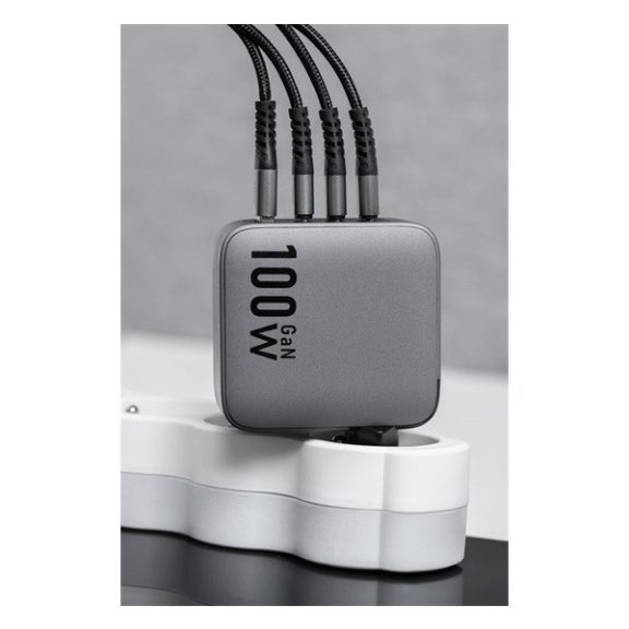Forcell hálózati gyorstöltő 3xUSB-C + USB-A, PD + QC 4.0, 4A, 100W, kék
