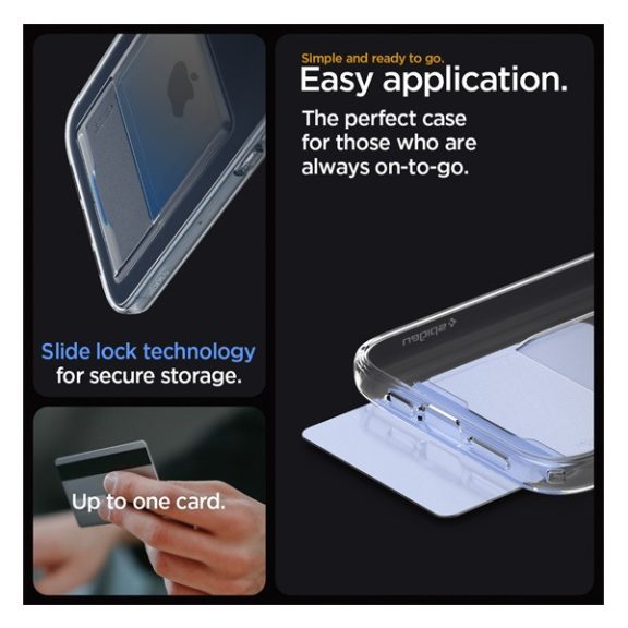 Spigen Crystal Slot Apple iPhone 15 Pro tok kártyatartóval, Crystal Clear, átlátszó