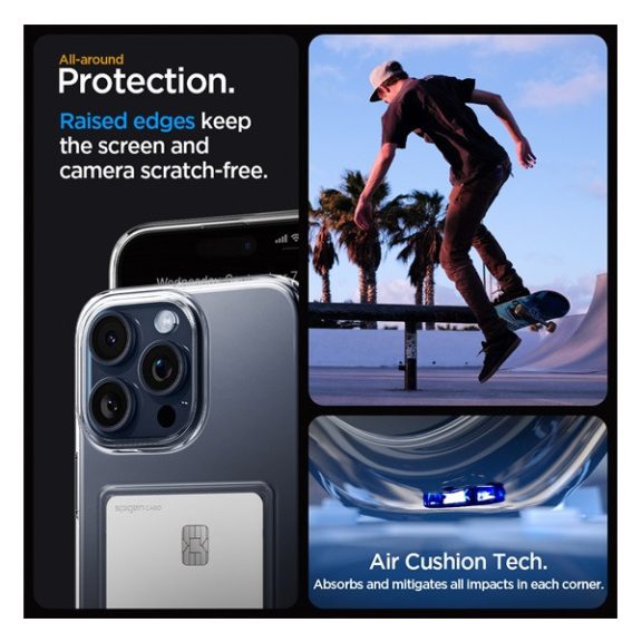 Spigen Crystal Slot Apple iPhone 15 Pro tok kártyatartóval, Crystal Clear, átlátszó
