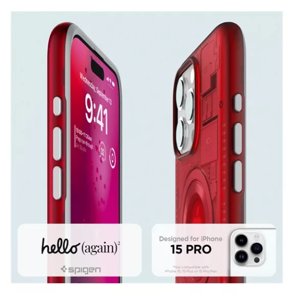 Spigen Classic C1 MagFit Apple iPhone 15 Pro tok, MagSafe, piros
