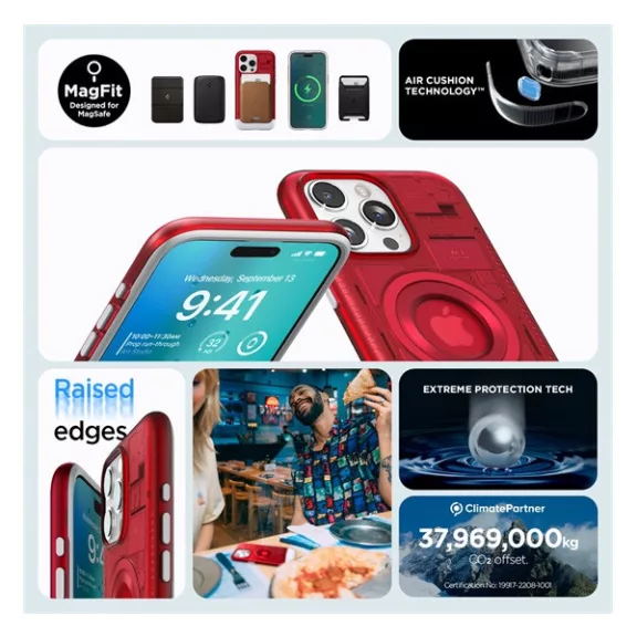 Spigen Classic C1 MagFit Apple iPhone 15 Pro tok, MagSafe, piros