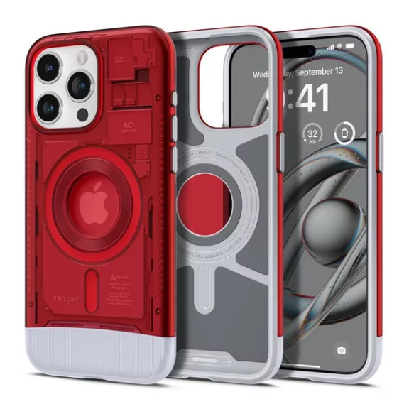 Spigen Classic C1 MagFit Apple iPhone 15 Pro tok, MagSafe, piros