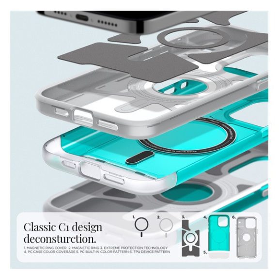 Spigen Classic C1 MagFit Apple iPhone 15 Pro tok, MagSafe, kék