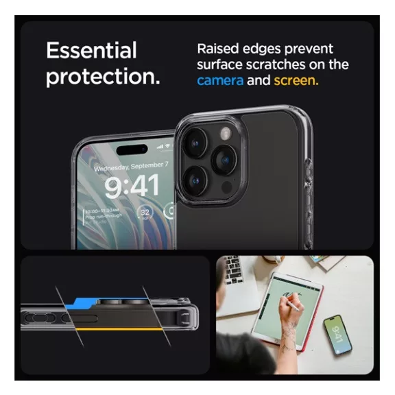 Spigen Ultra Hybrid Apple iPhone 15 Pro Max tok, Space Crystal, átlátszó-szürke, fekete-átlátszó