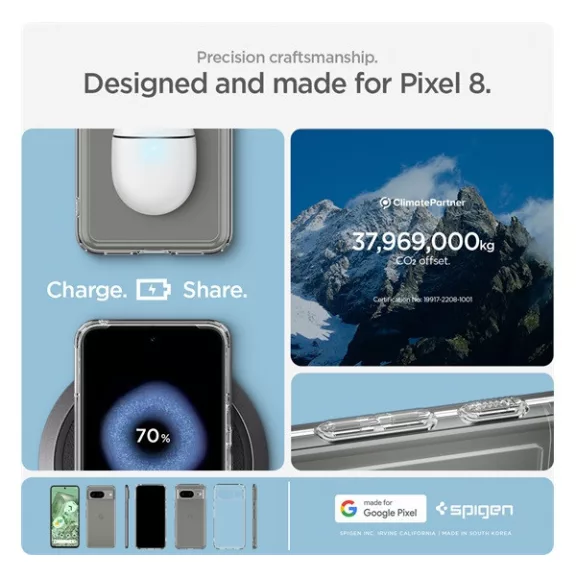 Spigen Ultra Hybrid Google Pixel 8 tok, Crystal Clear, átlátszó