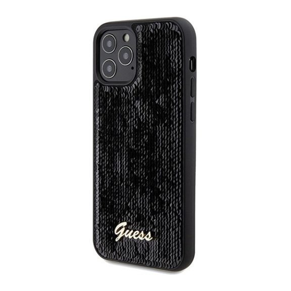 Guess Sequin Script Logo iPhone 12/12 Pro tok, fekete