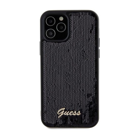 Guess Sequin Script Logo iPhone 12/12 Pro tok, fekete