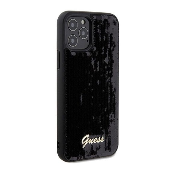 Guess Sequin Script Logo iPhone 12/12 Pro tok, fekete