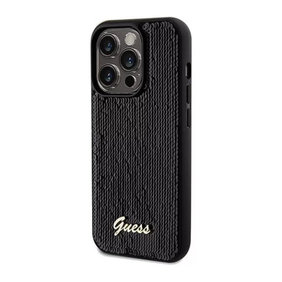 Guess Sequin Script Logo iPhone 14 Pro Max tok, fekete